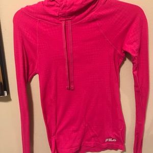 Fila Sport Long Sleeve Hooded Pink Running Shirt